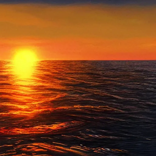 Prompt: sunset over the ocean, hyper realistic, beautiful, highly detailed, realism