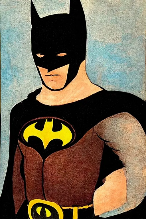 Image similar to painting of batman the style of leonardo da vinci