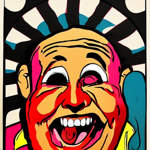 Image similar to pop-art of the Devil laughing hysterically