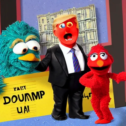 Prompt: Donald Trump as Oscar from Sesamestreet