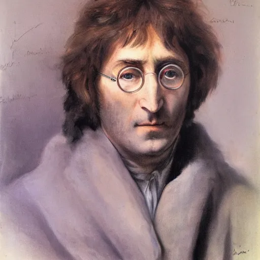 Prompt: a portrait of john lennon painted by jan matejko