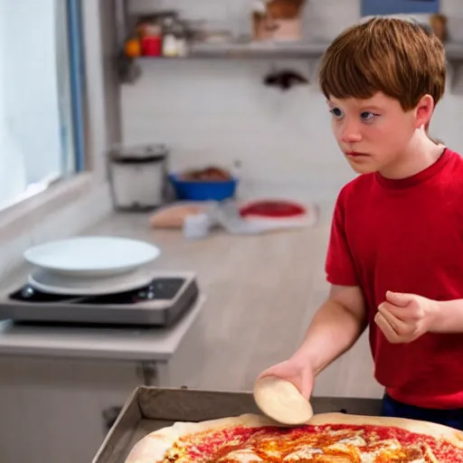 Image similar to A still of a young Mark Hammill making a pizza, 4k, photograph, ultra realistic, highly detailed, professional lighting