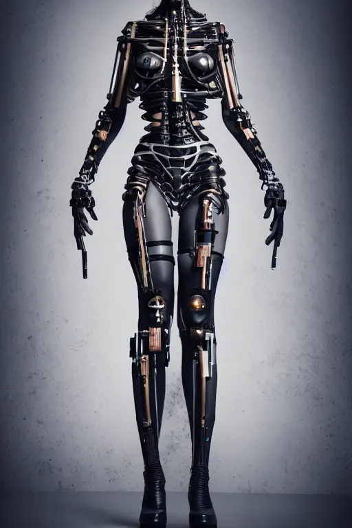 Image similar to a beautifull anatomialy perfect cyberpunk woman model, wearing cable armor, luxury materials, symmetrical, cinematic, elegant, professional studio light, real dlsr photography, sharp focus, 4 k, ultra hd, sense of awe, high fashion