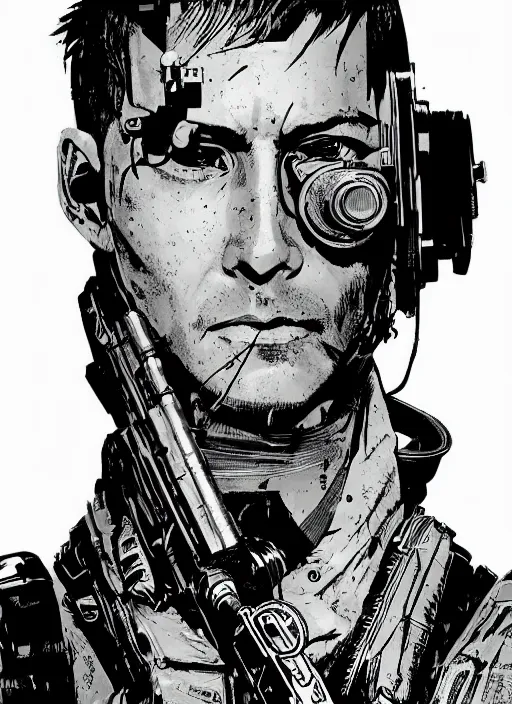 Image similar to cyberpunk blackops spy. night vision. portrait by ashley wood and alphonse mucha and laurie greasley and josan gonzalez and james gurney. spliner cell, apex legends, rb 6 s, hl 2, d & d, cyberpunk 2 0 7 7. realistic face. dystopian setting.