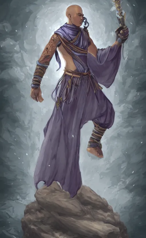 Image similar to air genasi monk, fantasy art