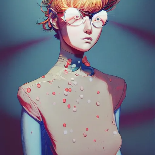 Image similar to prompt : fashion tv character portrait soft light painted by james jean and katsuhiro otomo and erik jones, inspired by akira anime, smooth face feature, intricate oil painting, high detail illustration, sharp high detail, manga and anime 1 9 9 9