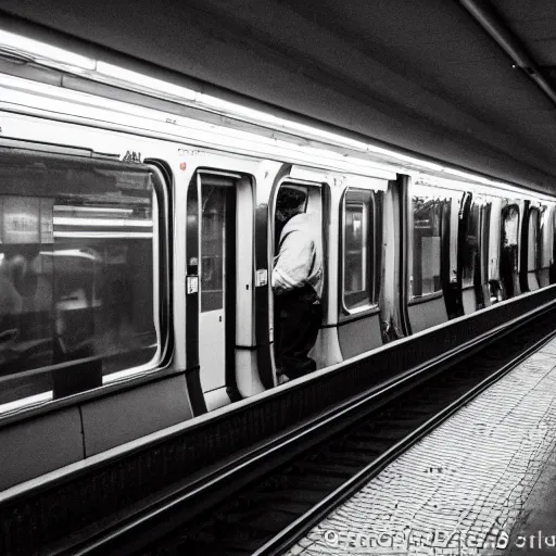 Image similar to paris metro 1980s, XF IQ4, 150MP, 50mm, F1.4, ISO 200, 1/160s, natural light