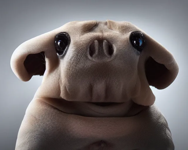 Prompt: siamese tardigrade, tardigrade with cream colored body and dark points on face and paws, pet tardigrade, award - winning pet photography, dramatic lighting, ultra detailed