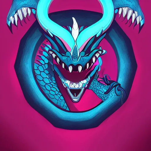 Image similar to Portrait of the Dragon Ouroboros in the style of Disney, angry look, toon aesthetic, stylized, Trending on artstation , HD quality, dramatic light, octane