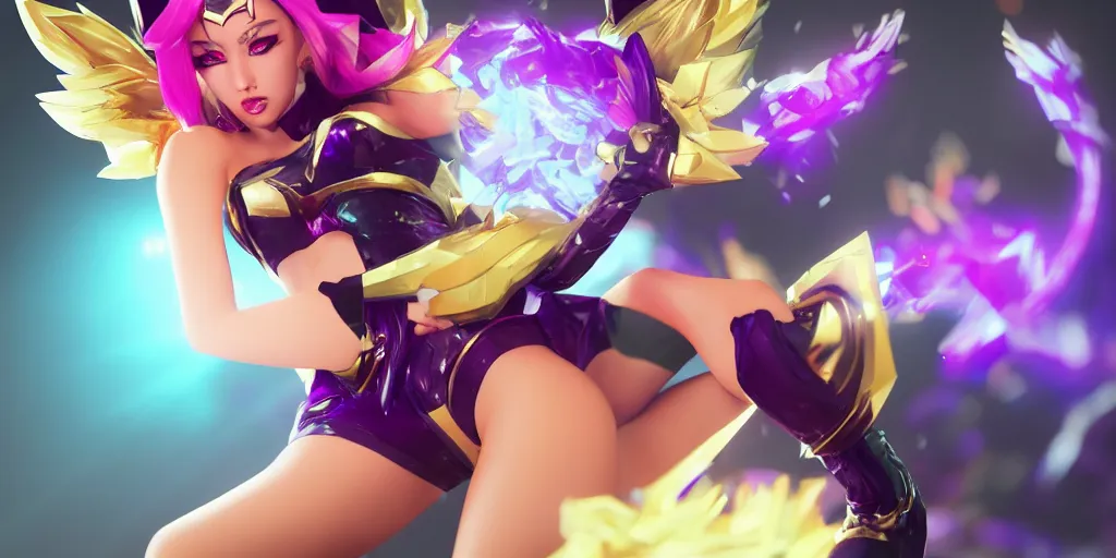 Prompt: Magazine cover with KDA Ahri (League of Legends). 3d render, octane render, game art, realistic, highly detailed, trending on artstation, 4k, trending on artstation, pixar, cgsociety, unreal engine 5, redshift render, trending on artstation, blender, behance, cg
