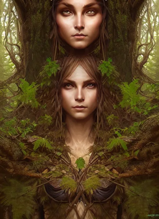 Prompt: digital _ painting _ goddess of the forest _ in the forest _ filipe _ poles _ and _ justin _ gerard _ symmetrical _ wonderful eyes _ fantasy _ very _ detailed _ realistic _ complex _ clear focus