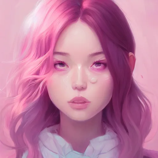 Image similar to a portrait of wlop, pastel pink, art by lois van baarle and loish and ross tran and rossdraws and sam yang and samdoesarts and artgerm and saruei and disney and wlop, digital art, highly detailed, intricate, sharp focus, trending on artstation hq, deviantart, unreal engine 5, 4 k uhd image