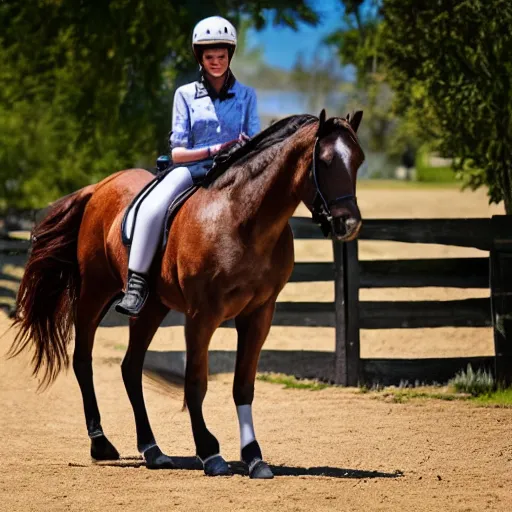 Prompt: horse riding on a mustang photo 4k