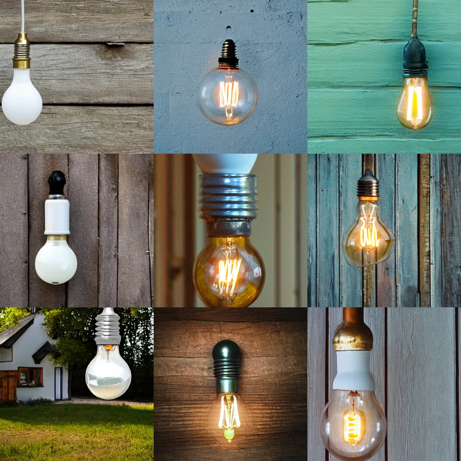 Prompt: lightbulb around a cottage