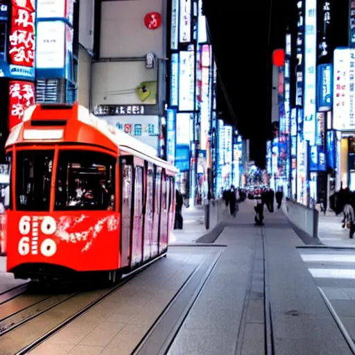 Prompt: a tram ride in tokyo at night, cinematic n - 9