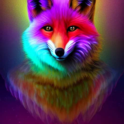 Prompt: digital fox, retrowave palette, digital world, highly detailed, electric breeze, anatomically correct vulpine, synth feel, fluffy face, ear floof, flowing fur, fading body, super realism, accurate animal imagery, 4 k digital art