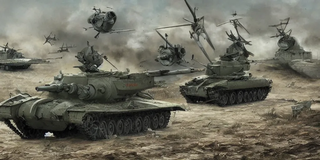 Prompt: soviet wwii prototype equipment, hyper realistic painting, trending on artstation, cold war military technology