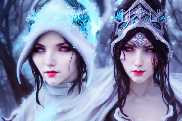 Image similar to beautiful ancient frost witch cosplay, pool party, highly detailed, digital painting, artstation, sharp focus, illustration, art by tan zi and ayanamikodon and alphonse mucha and wlop