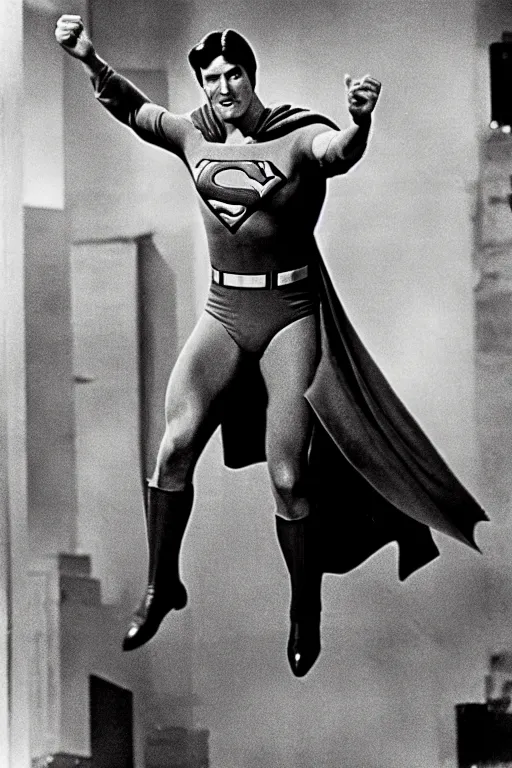 Image similar to rock hudson playing superman in 1 9 7 8, superhero movie