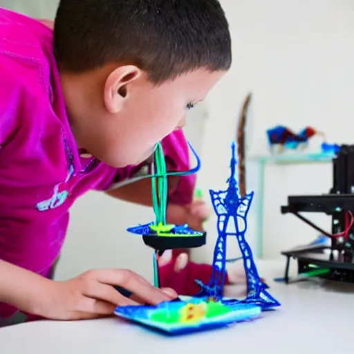 Image similar to a child using a 3 d printer