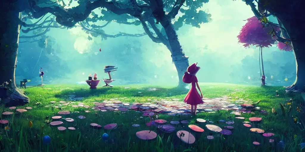 Prompt: alice in wonderland, by pascal campion, octane render, unreal engine 6, epic game graphics, conceptual art, ray tracing