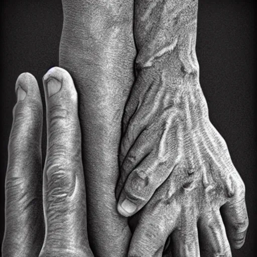 Image similar to Hands anatomy tonemapped in the style of Artstation