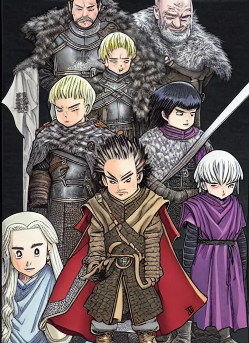 Image similar to game of thrones manga cover by akira toriyama