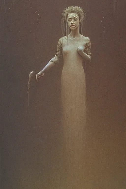 Image similar to alyson hannigan as maid by beksinski