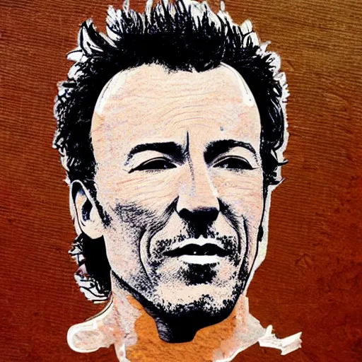 Image similar to Bruce Springsteen portrait made of fruits