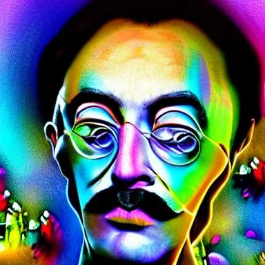 Image similar to portrait of a uncanny artist by Chor Boogie and Salvador Dali collaboration, digital art, mix of aesthetics, close up, high details