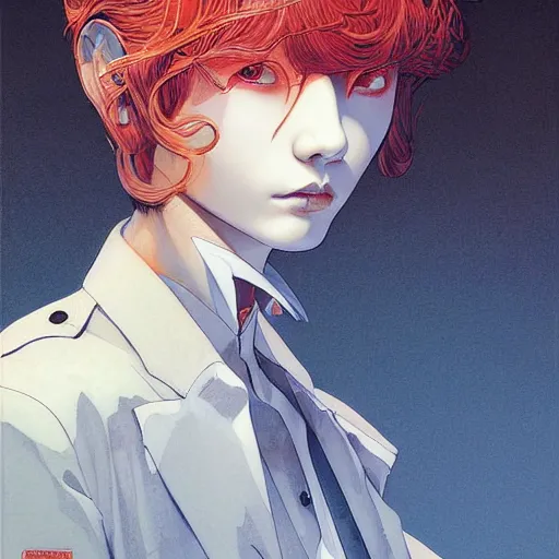 Image similar to detective portrait soft light painted by james jean and katsuhiro otomo and erik jones, inspired by akira anime, smooth face feature, intricate oil painting, high detail illustration, sharp high detail, manga and anime 1 9 9 9