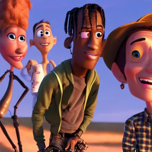 Image similar to Travis Scott in pixar film, C -10