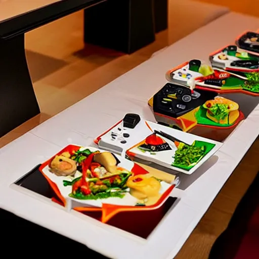 Prompt: Nintendo console being served as food at a fine dining restaurant