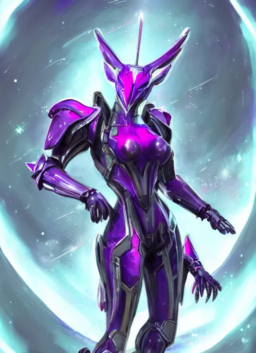 Image similar to cinematic full body, cosmic sized beautiful stunning giant robot mechan hot female dragon goddess, sharp sleek cyborg dragon head, sharp metal ears, smooth purple eyes, smooth fuschia skin, smooth silver armor, nebula, epic proportions, epic scale, macro furry, furry art, dragon art, goddess art, giantess art, warframe, warframe fanart, furaffinity, octane