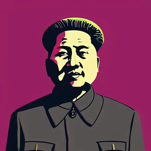 Image similar to cyberpunk mao zedong as the leader of a futuristic communist society, cybernetics, sharp lines, digital, artstation, colored in