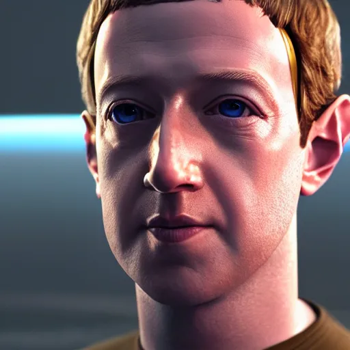 Prompt: Mark Zuckerberg as Lieutenant Commander Data in star Trek TNG, hyperrealistic, highly detailed, depth of field, High definition, 8k, octane render, artstation