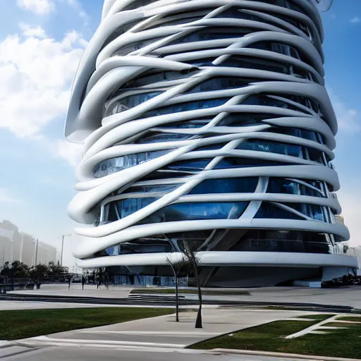 Prompt: zaha hadid biology tower