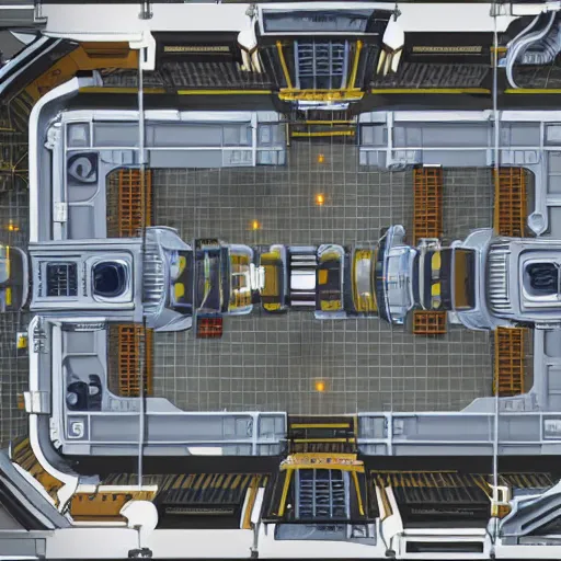 Image similar to top down view, floor layout of a space station for a sci-fi tabletop roleplaying game