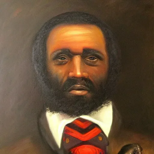 Image similar to Tula the man who freed all the slaves, Tula the man who leads a slave revolution, oil on canvas, realistic painting, dark background, high quality.