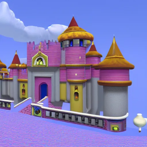 Image similar to princess peaches castle super mario 64 render