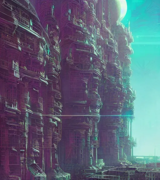 Image similar to colored manga, by greg rutkowski, tarkovsky, majestic ancient tower of babylon of terror, a woman in cyber clothing, hyperrealistic, blame manga, full color, cyber architecture, intricate, illustration, kilian eng, concept art, hyper - detailed, smooth, masterpiece, epic, cinematic, high quality