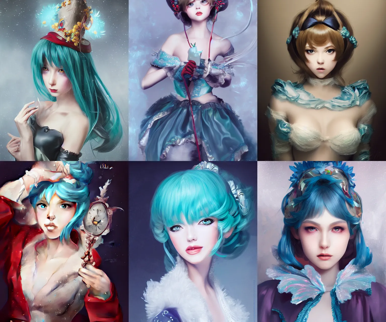 Prompt: miku as milady de winter, digital painting by Mario Testino, Stanley Artgerm Lau, WLOP, Andrei Riabovitchev, photorealist style, masterpiece, trending on artstation