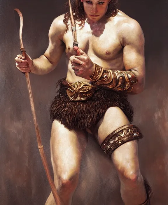 Image similar to portrait of a handsome young latin gladiator, art by denys tsiperko and bogdan rezunenko and franz xaver kosler, hyperrealism, fantasy art