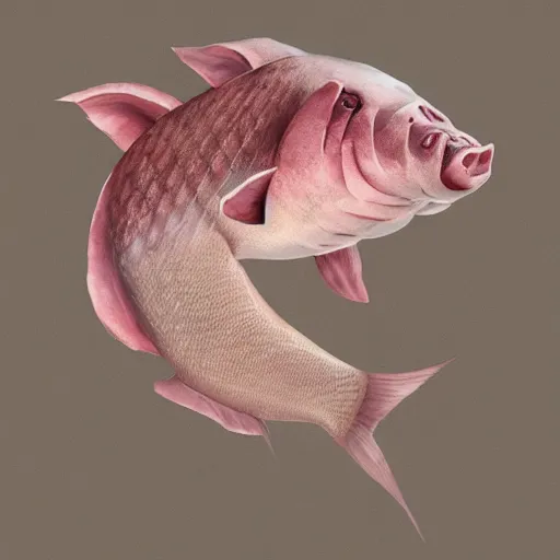 Prompt: carp with a head of a pig, trending on artstation