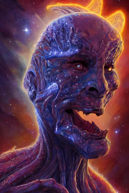 Prompt: beautiful oil painting with high detail of a wise Space ent(((((roaring))))) made of stars and plasma, hybrid from dungeons and dragons and art direction by James Cameron ;by artgerm; wayne reynolds art station; cinematic quality character render; low angle; ultra high quality model; production quality cinema model; spitting plasma