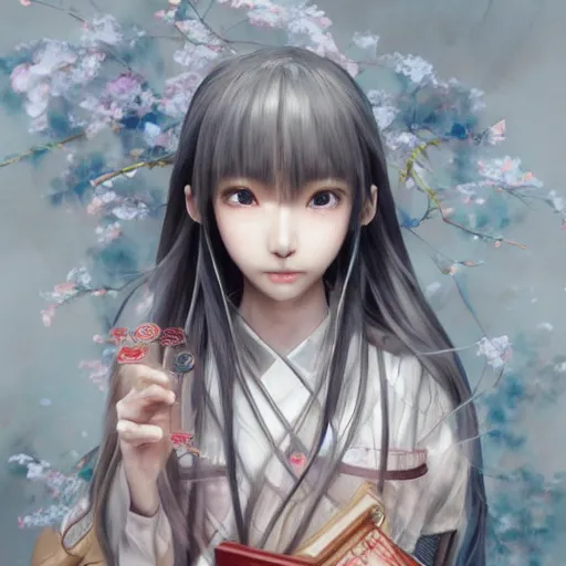 Image similar to dynamic composition, motion, ultra-detailed, amazing details, colorful and grayish palette, HD semirealistic anime CG concept art digital painting, watercolor oil painting of a Japanese schoolgirl, by a Chinese artist at ArtStation, by Huang Guangjian, Fenghua Zhong, Ruan Jia, Xin Jin and Wei Chang. Realistic artwork of a Chinese videogame, gradients, gentle an harmonic grayish colors.