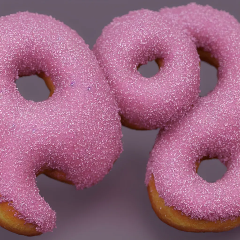 Image similar to unreal 5 engine render of a highly detailed model of a Pink Frosted Sprinkle Covered Doughnut, ray tracing on, intricate, hyperrealism, tasty treat,