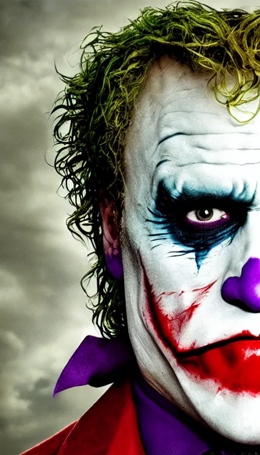 Image similar to WHY SO SERIOUS? Heath Ledger as the Joker, movie still, sharp, highly detailed, hollywood movie