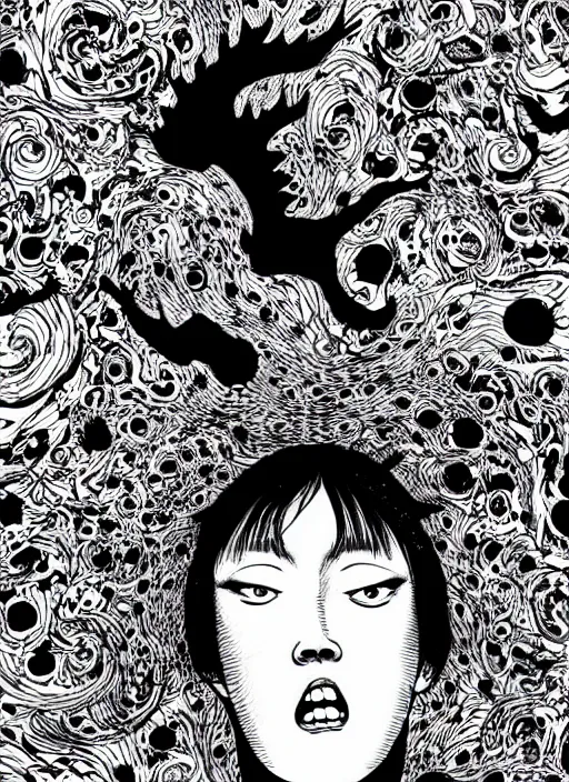 Image similar to junji ito and james jean artwork