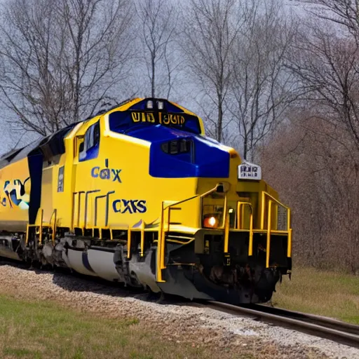 Prompt: csx locomotive flying